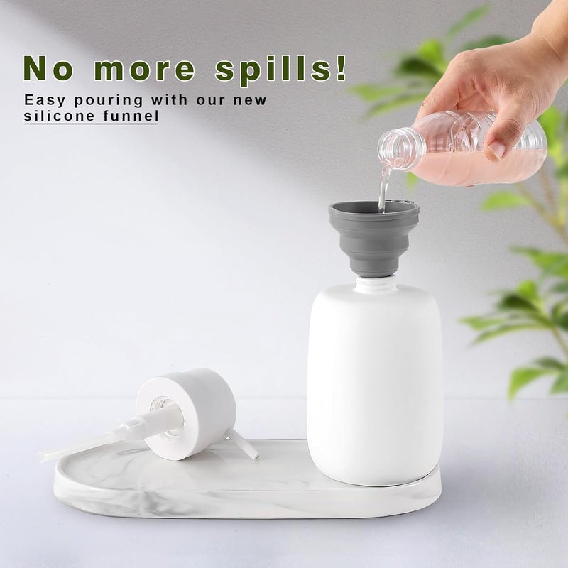 YDSluock Matte White Soap Dispenser Bathroom,Ceramic Soap Dispenser Lotion Pump Dish Soap Dispenser for Kitchen,16oz Refillable Liquid Hand Wash Dispenser for Bathroom (Rubber Paint) - Image 4